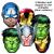 Set mit 6 Avengers-Partymasken, bunt bedruckt mit Superhelden-Motiven – ideal für Mottopartys und Kindergeburtstage
