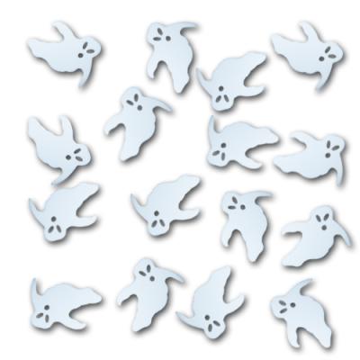 Weiße Kunststoff Konfetti im Geister Design für die Halloween oder Grusel Deko.