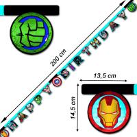 Avengers Kindergeburtstag Buchstabengirlande HAPPY BIRTHDAY | bunt | Karton | 2 m | 1 Stück