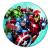 8 Pappteller mit bunten Avengers Motiven von Thor, Hulk, Captain America und Iron Man.