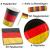 Partygeschirr Set Deutschland mit Papptellern, Pappbechern, Servietten, Flaggenpickern, Luftschlangen und Mengenangaben.