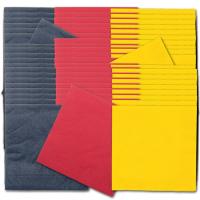 60 Stück Papierservietten in den Farben schwarz, rot und gelb.