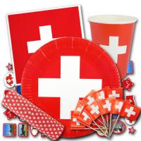 Partygeschirr Set mit Schweiz Flagge Motiv bestehend aus...