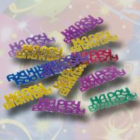 Farbige Motivkonfetti mit HAPPY BIRTHDAY Schriftzug für...