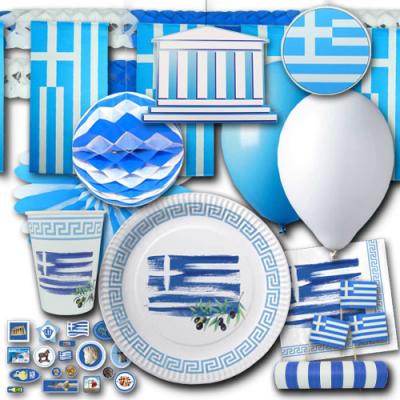 Partyset Griechenland XXL mit Partydekoration und Partygeschirr passend zur Mottoparty.