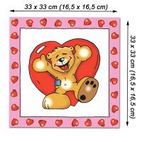 Kindergeburtstag Servietten Teddybär mit rote Herzen Motiven und Größenangaben