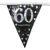 Großaufnahme der Wimpelkette schwarz mit silber glänzendem 60er und Happy Birthday Aufdruck.