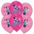 6 pinkfarbene Luftballons mit Minnie Mouse Motiv für die Kindergeburtstag Partydekoration.