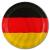 8 schwarz-rot-gelborange gestreifte Pappteller im Design der Deutschland Flagge.