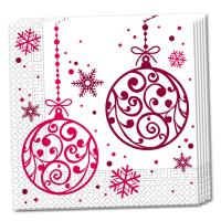 20 Weihnachtsdeko Papierservietten mit Christbaumkugeln...