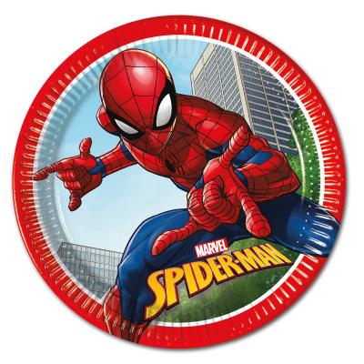 Pappteller mit Spiderman Motiv für den Kindergeburtstag Partytisch.