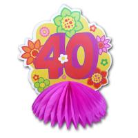 1 farbenfroher Tischaufsteller mit Zahl 40 für die bunte Geburtstagsdeko zum 40. Jubiläum.
