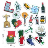 18 verschiedene Portugal Motive auf beidseitig bedrucktem Karton mit Abmessungsanzeige.