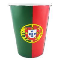 10 Pappbecher im Design der Portugal Flagge mit Wappen.