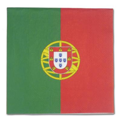 Portugal Papierservietten mit rot-grünem Flaggen Motiv und Wappen.