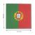 Papierservietten mit Portugal Flagge Motiv und Abmessungsanzeige.
