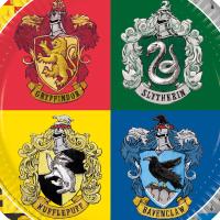 Pappteller mit den 4 Wappen der Hogwarts Häuser...