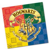 20 Kindergeburtstag Papier-Servietten mit den Harry Potter Wappen der 4 Hogwarts Häuser Gryffindor, Slytherin, Hufflepuff und Ravenclaw.