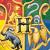 Servietten mit den 4 Wappen der Hogwarts Häuser Gryffindor, Slytherin, Hufflepuff und Ravenclaw für die Harry Potter Kindergeburtstag Deko.