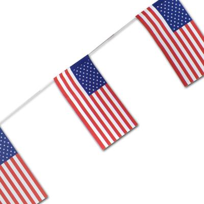 Fahnenkette mit USA mit Stars & Stripes Flaggen aus Papier