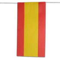 Einzelne Spanien Flagge aus schwer entflammbarem Papier in Großaufnahme.