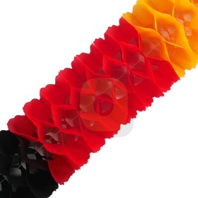 1 Seidenpapiergirlande schwarz-rot-orange, ideal für Ihre Deutschland Deko.