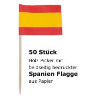 Spanien Fahnenpicker aus Holz und Papier mit Beschreibung