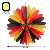 Papierrosette schwarz-rot-orange mit 32cm...