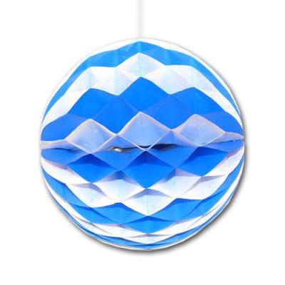 Partydeko Seidenpapier Wabenball blau-weiß für Griechenland Länderdeko oder blau-weiße Mottopartys.