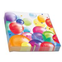Bunte Papierservietten mit farbigen Luftballons Motiven.
