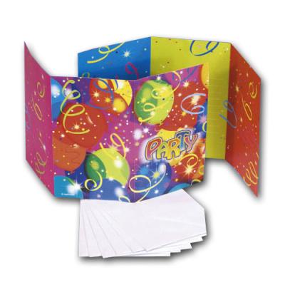 "Luftballon Party" Einladungskarten bunt | 8 Stück