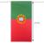 Papier Fahnengirlande mit Portugal Flaggen in rot-grün und Abmessungsanzeige.