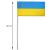 Papier-Fähnchen mit Ukraine Flaggen am Holzstab und mit Abmessungsanzeige.