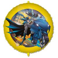 1 großer, runder, gelber Folienballon mit Batman...