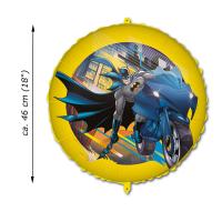 Folienballon mit Batman Motiv und Abmessungsanzeige.