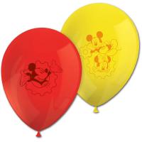 1 roter und 1 gelber Luftballon mit Mickey Mouse und...