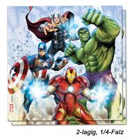Avengers Kindergeburtstag Servietten | bunt | Papier | 33x33cm, 1/4-Falz, 2-lagig | 20 Stück