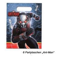 Packung mit 6 Ant-Man-Partytaschen, farbig bedruckt – perfekt für Avengers-Mottopartys