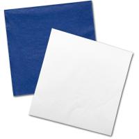 Papierservietten in den Farben blau und weiß für den farbig gedeckten Partytisch.