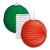 3 Lampions in den italienischen und mexikanischen Länderfarben grün, weiß und rot für die Italiendeko im Design der il tricolore Italien Flagge oder eine Mexiko Länderdekoration.