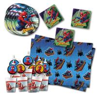 Detailansicht eines Spiderman Motives aus dem Kindergeburtstag Dekoset XXL mit Spiderman Dekoration & Partygeschirr.
