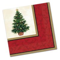 16 Weihnachten Papierservietten mit festlichem Christbaum Motiv.